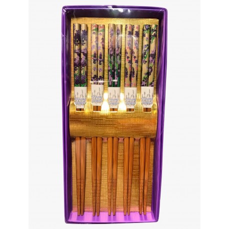 Palillos tradicionales  japoneses flor lavanda