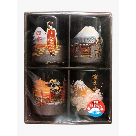 Set de tazas te ceramica japonesa monte Fuji